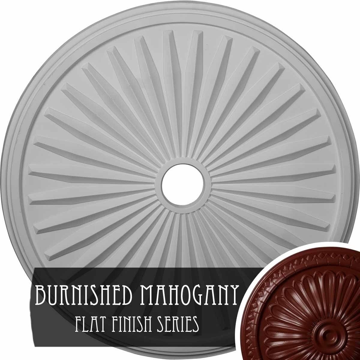 33 1/8x22OD x 3 1/2x22ID x 1 3/8x22P Hand-Painted Brushed Mahogany Ceiling Medallion D46581