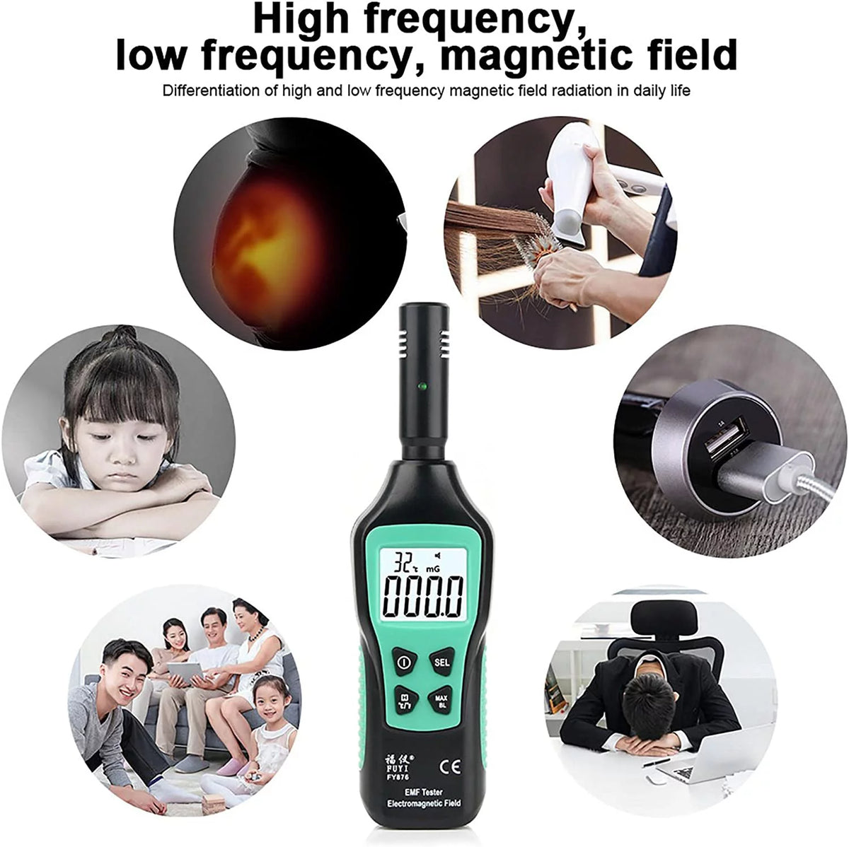 Handheld EMF Meter Digital LCD EMF Detector W11267