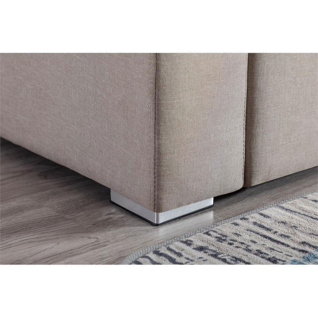 Beige Fabric Reversible Sectional with Charging Port and Storage Console K1197