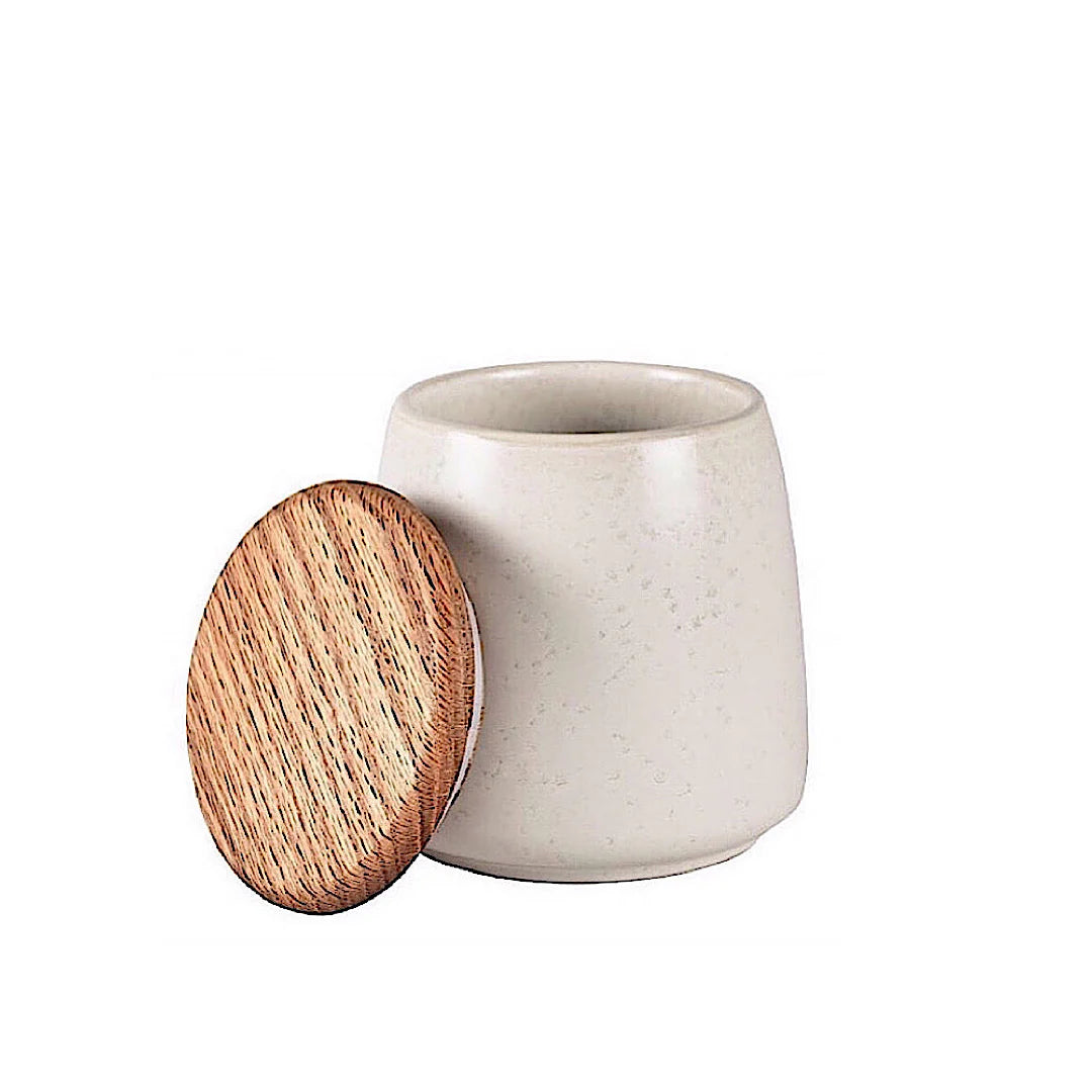 Stoneware Jar With Lid 16.5 cm Matt Cream B21776