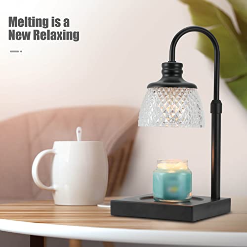 Black Electric Candle Warmer Lamp with 2 Bulbs Height Adjustable Dimmer B513322
