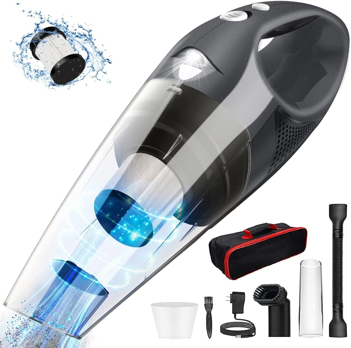 Grey Cordless Hand Vacuum Cleaner with HEPA Filters, Pack of 2 S7841