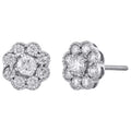 14K White Gold Solitaire Diamond Flower Stud Earrings 1 CT. T483996