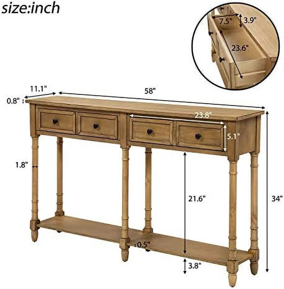 Solid Wood Console Table with 2 Drawers Y682012