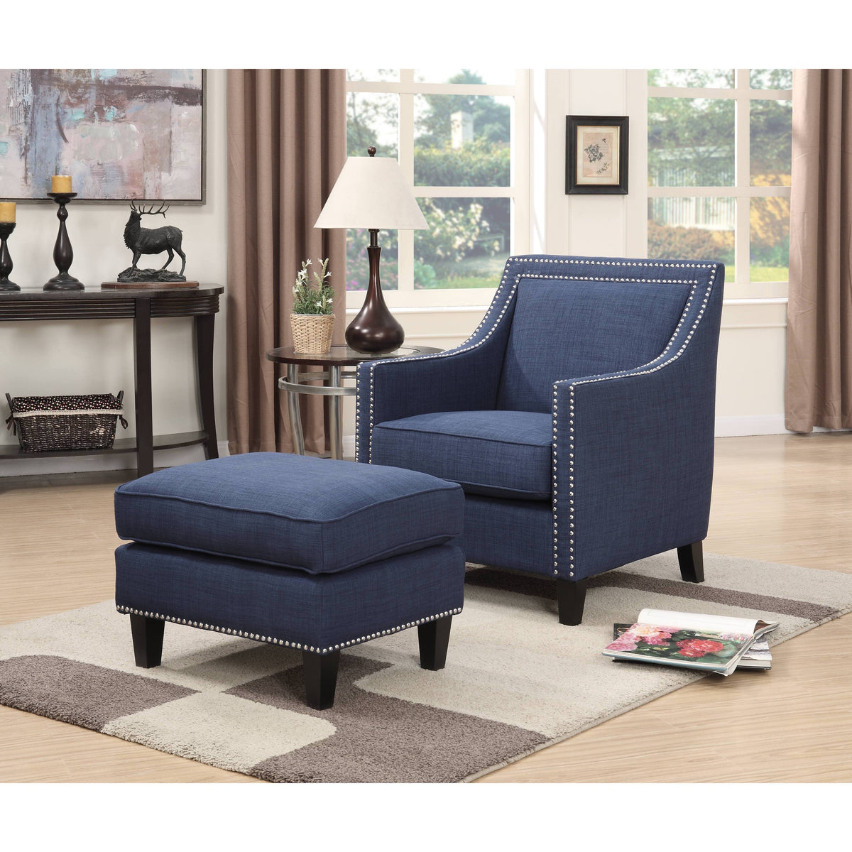 Blue Chair and Ottoman L85867