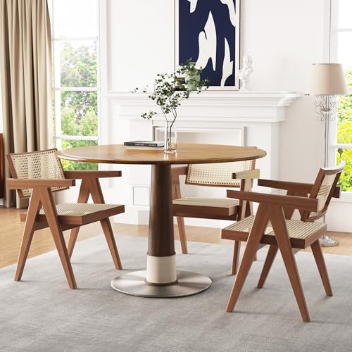 Walnut Round Wooden Dining Table 43.3" P989107