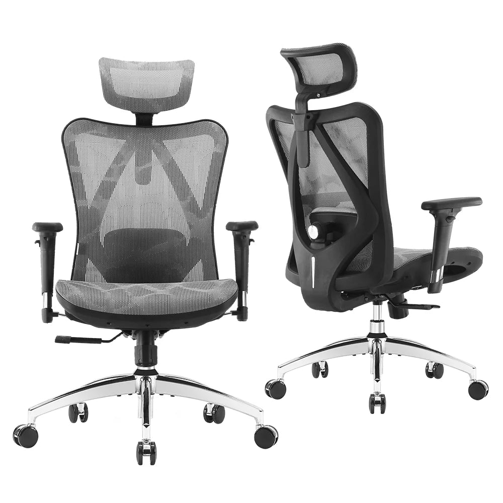 Black Ergonomic Mesh Office Chair with Headrest and Lumbar Support J2465