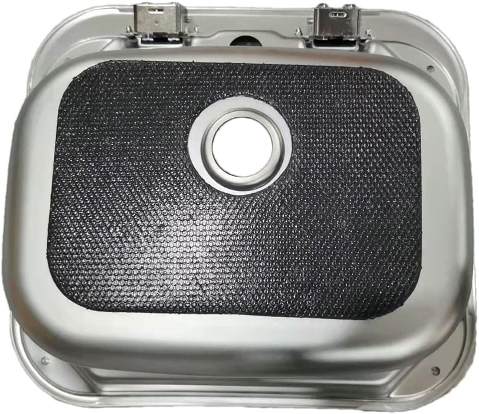 RV Kitchen Sink Stainless Steel Hand Wash Basin with Folded Faucet Tempered Glass Lid D948429