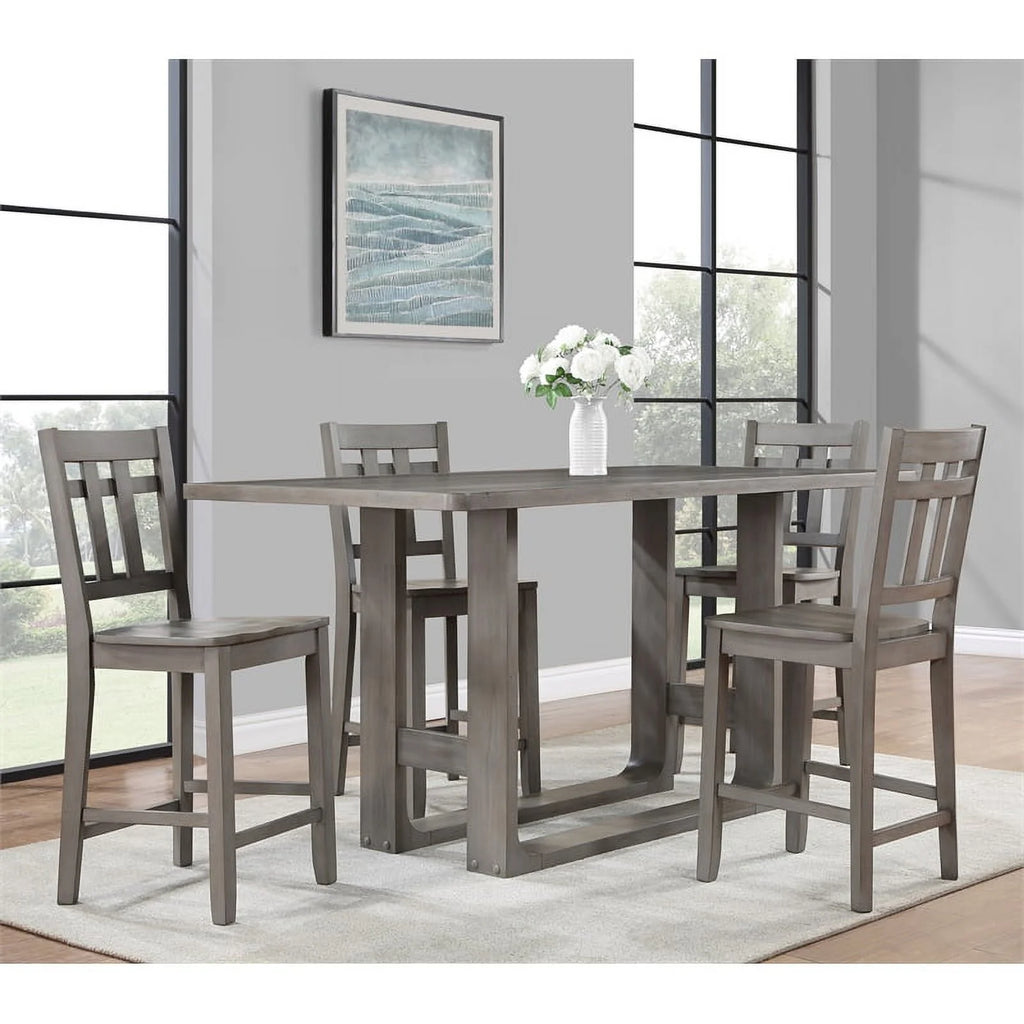 Gray Wood 5-Piece Counter Height Dining Set M954