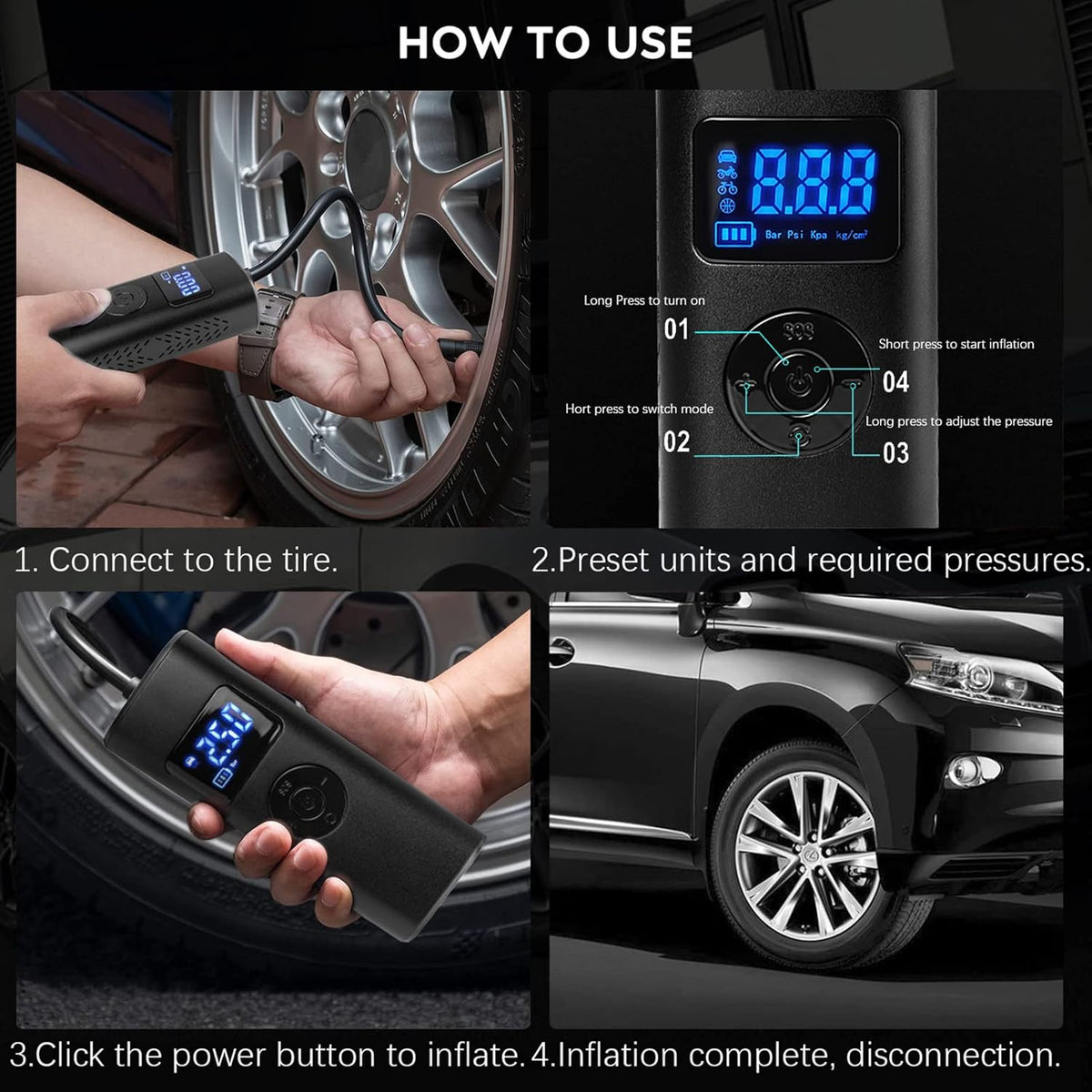 Portable Air Compressor 150PSI Cordless Air Pump V54631
