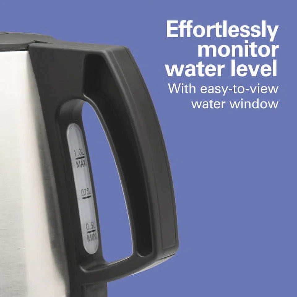 1 Liter Stainless Steel and Black Electric Kettle L51508