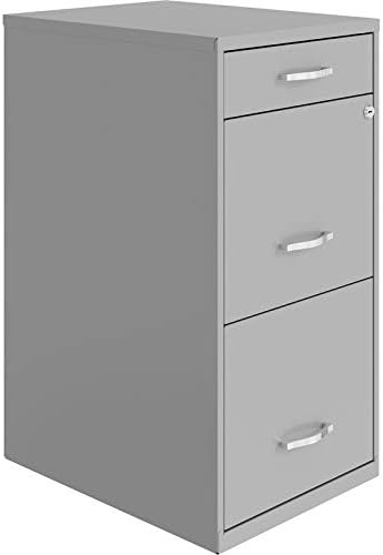 18in Deep 3 Drawer Metal File Cabinet Pearl White L657806