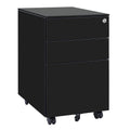 Black Movable File Cabinet with 3-Drawer V636