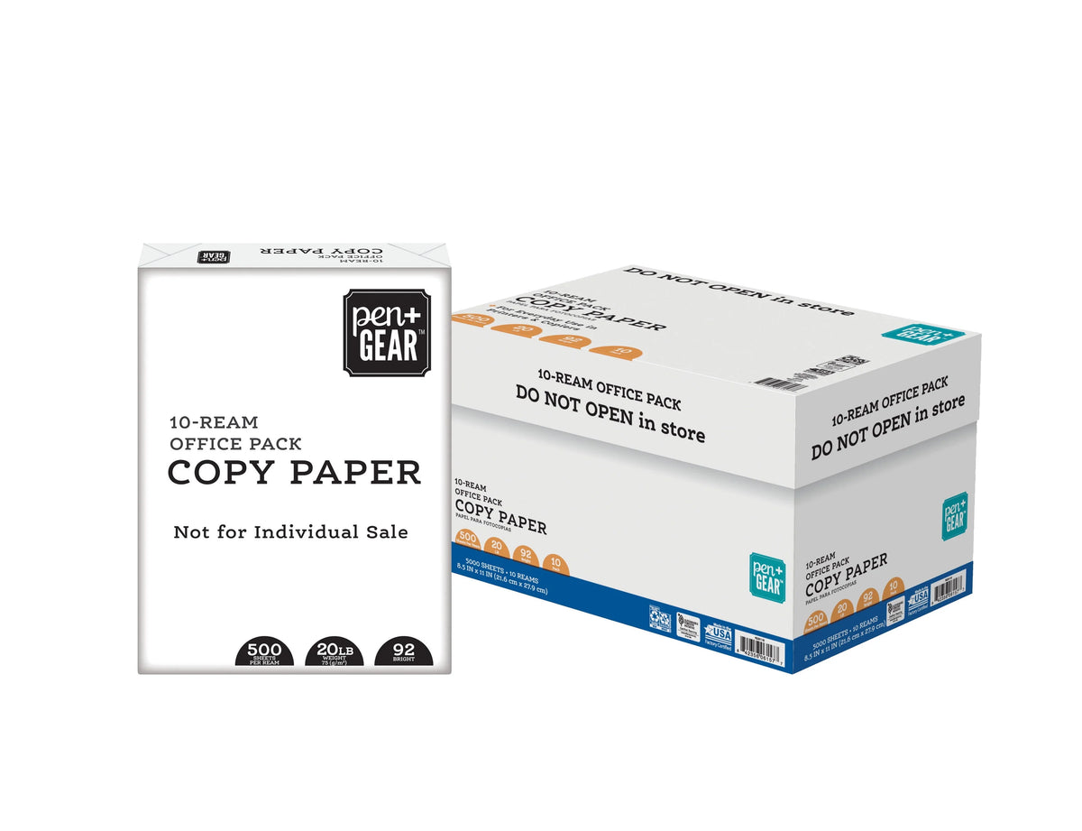 Copy Paper, 8.5 x 11, 92 Bright White, 20 lb., 10 Ream Case (5,000 Sheets) T851
