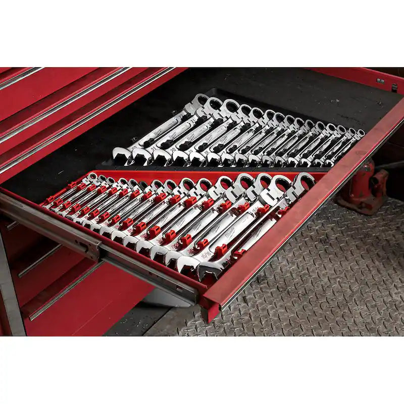 19-Piece Flex-Head Ratcheting Combination Wrench Set SAE R94775