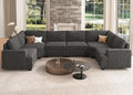 Oversized Modular Sectional Sofa, 135.6 inch, Dark Grey M786