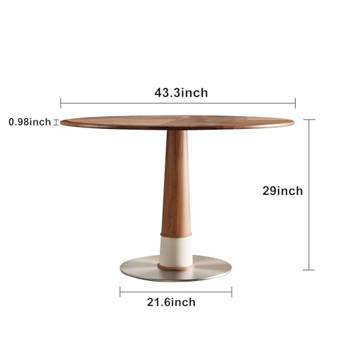 Walnut Round Wooden Dining Table 43.3" P989107