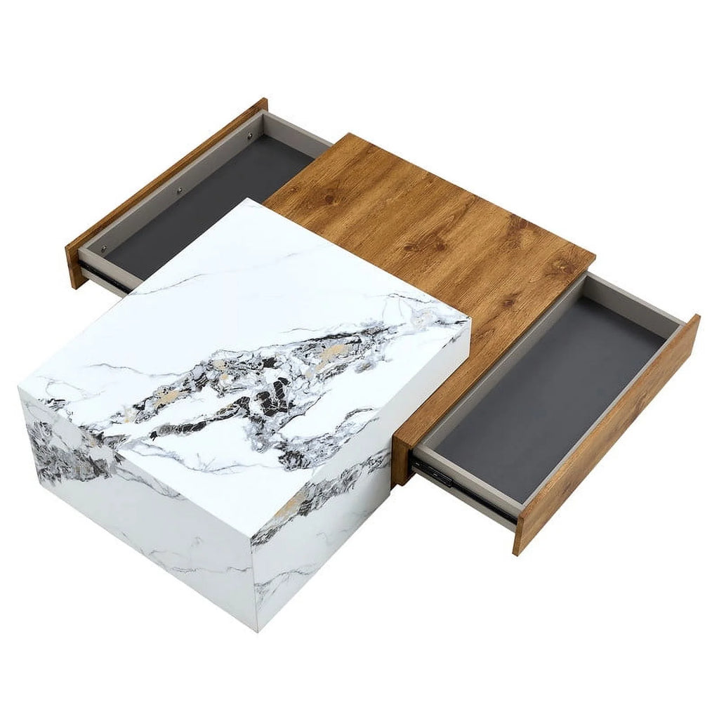 Modern Coffee Table with 2 Drawers White Finish B95522