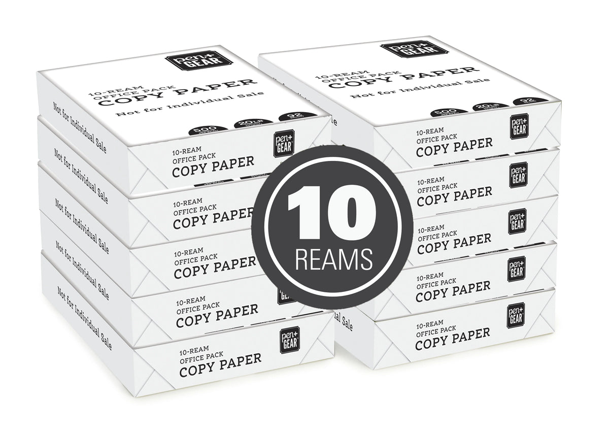 Copy Paper, 8.5 x 11, 92 Bright White, 20 lb., 10 Ream Case (5,000 Sheets) T851