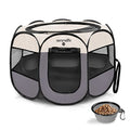 8-Panel Foldable Pet Playpen with Food/Water Bowl, Red D550601