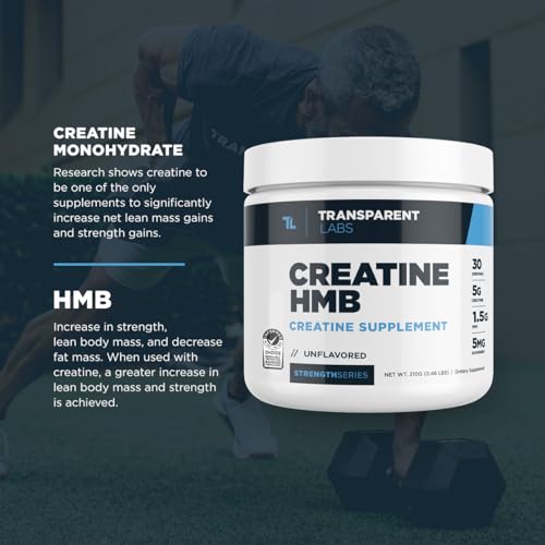 Creatine Monohydrate Powder with HMB, 30 Servings, Unflavored B372