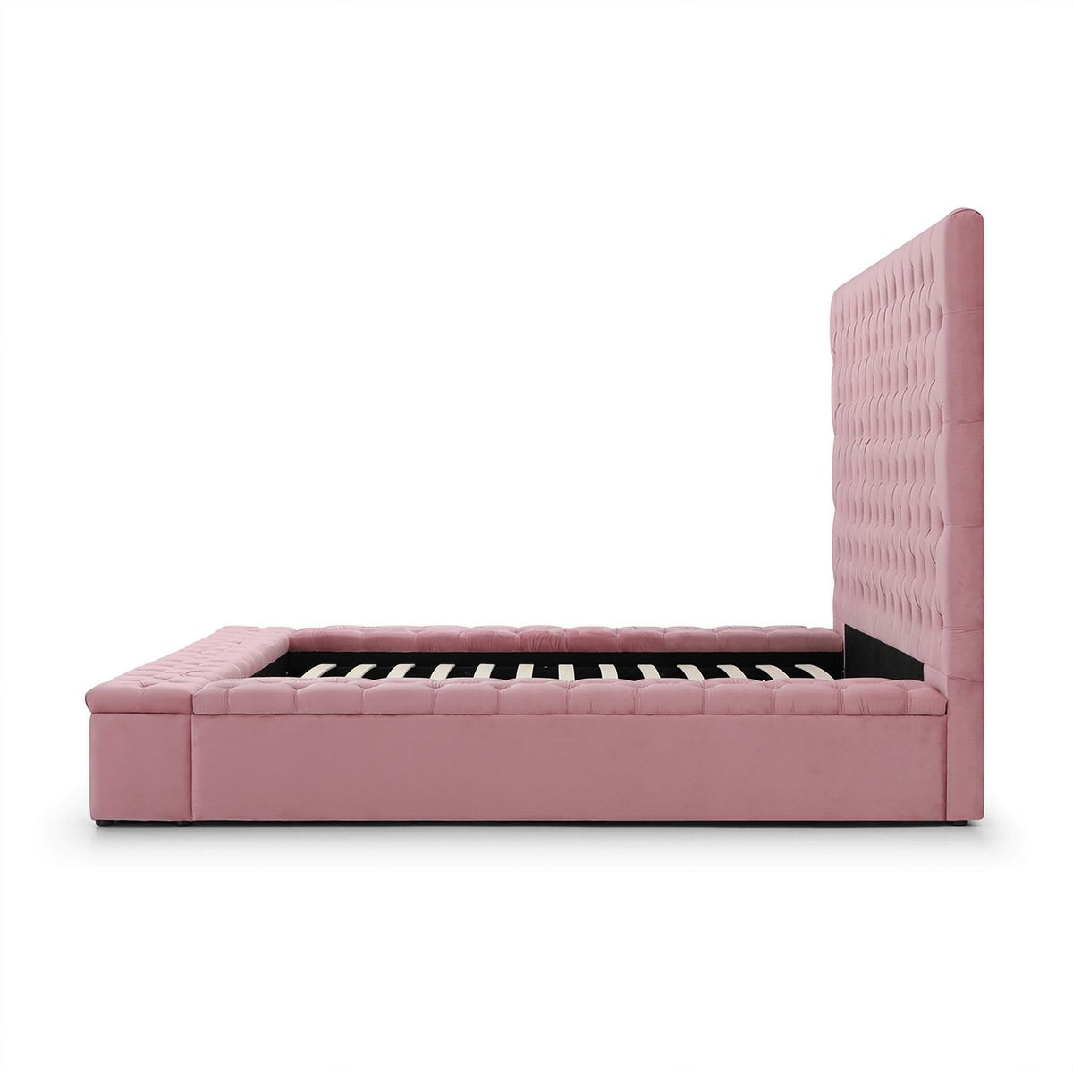 Pink Velvet Upholstered Platform Queen Bed H70561