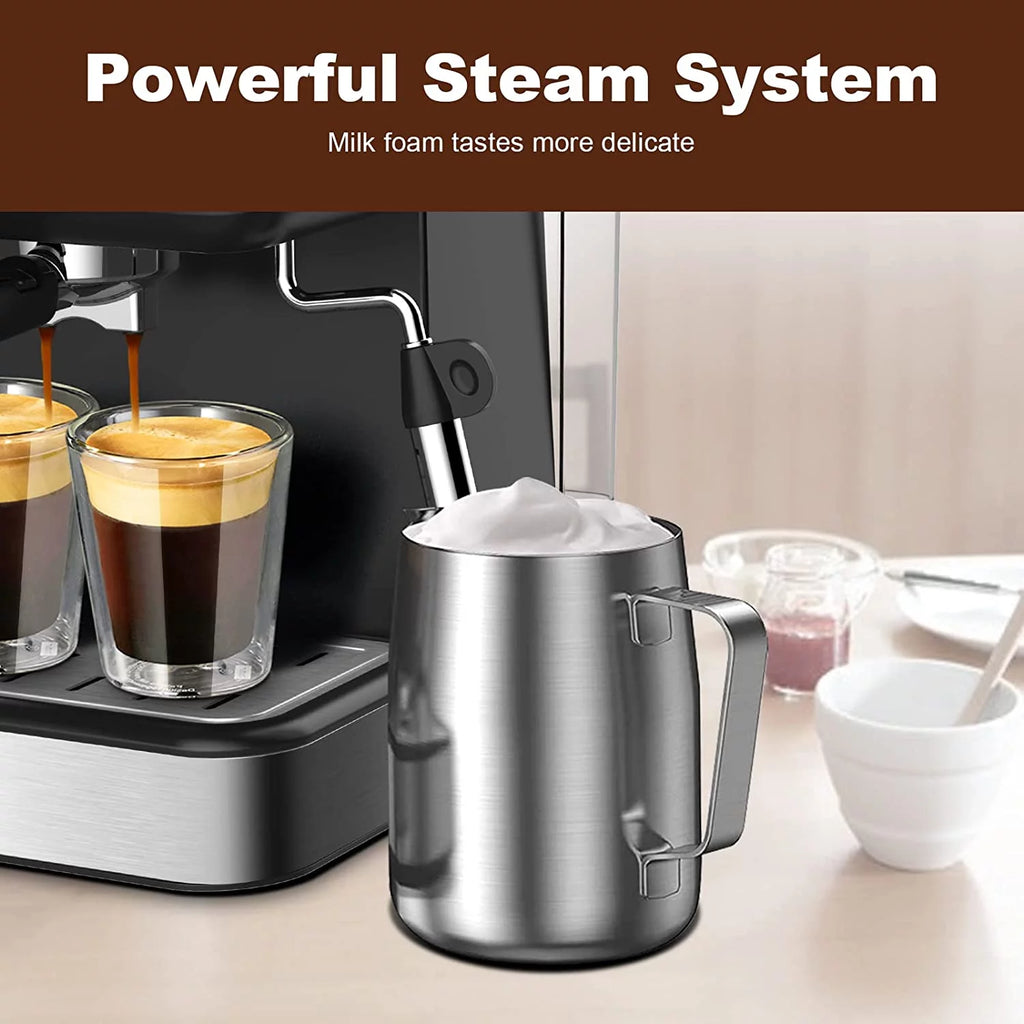Black 20 Bar Espresso Coffee Machine with Milk Frother Steam Wand, 1.5L Water Tank R754841