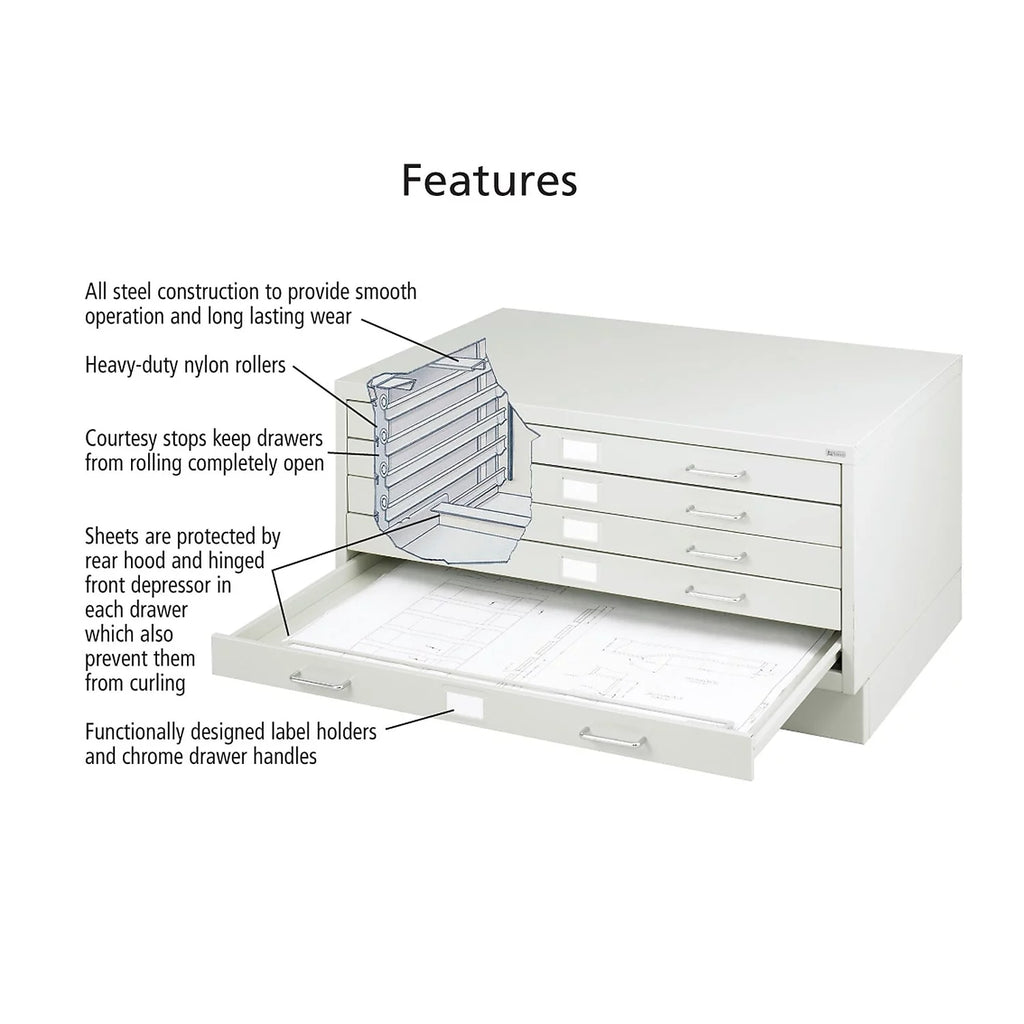 Light Gray 5 Drawer Metal Flat File Cabinet Y9403