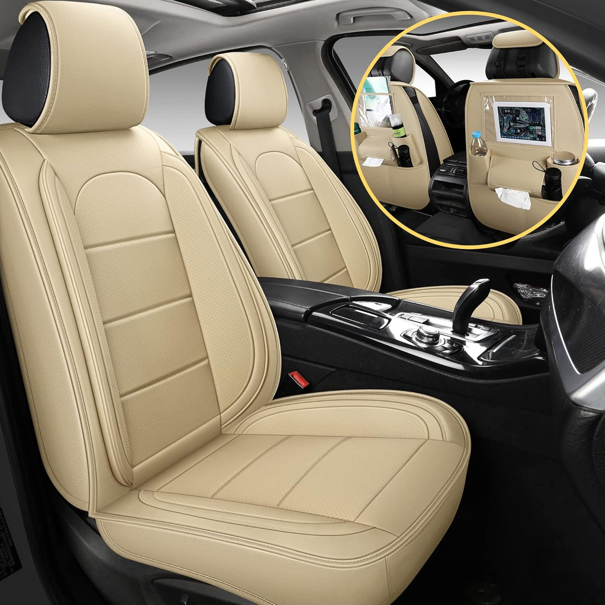 Grey Leather Full Set Car Seat Covers J672