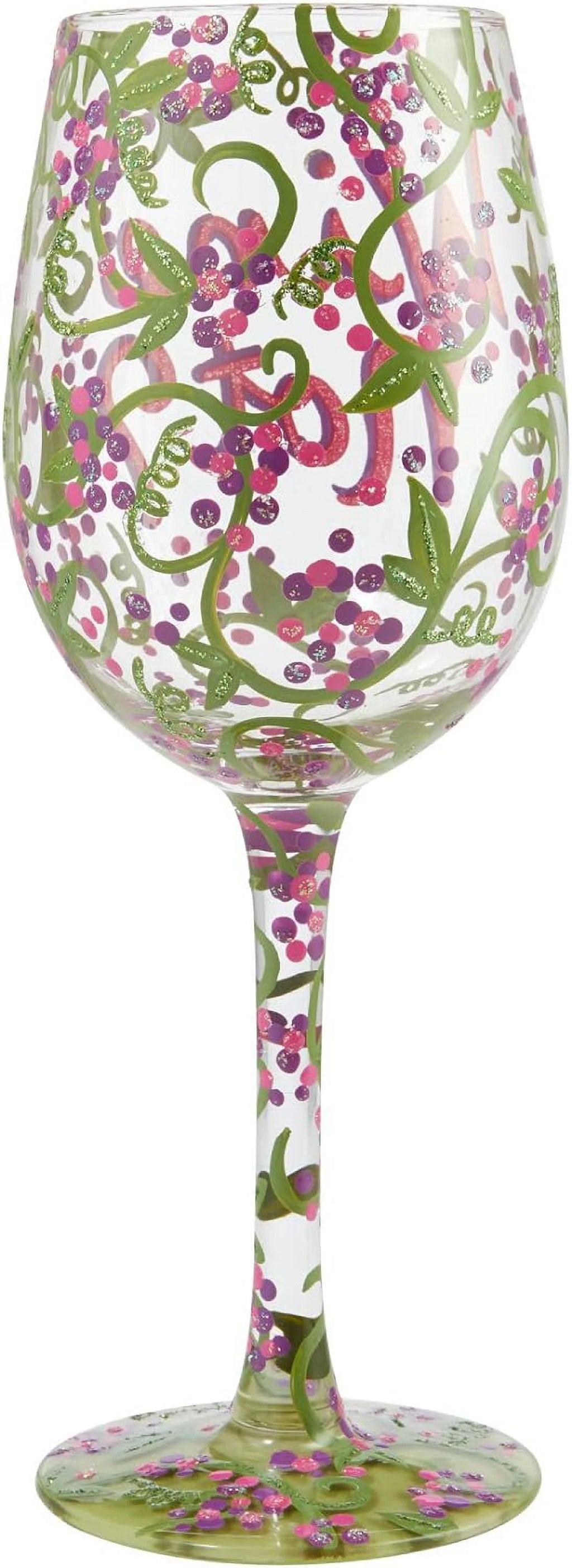 Hand-Painted Artisan Wine Glass, 1 Count, Multicolor N53470