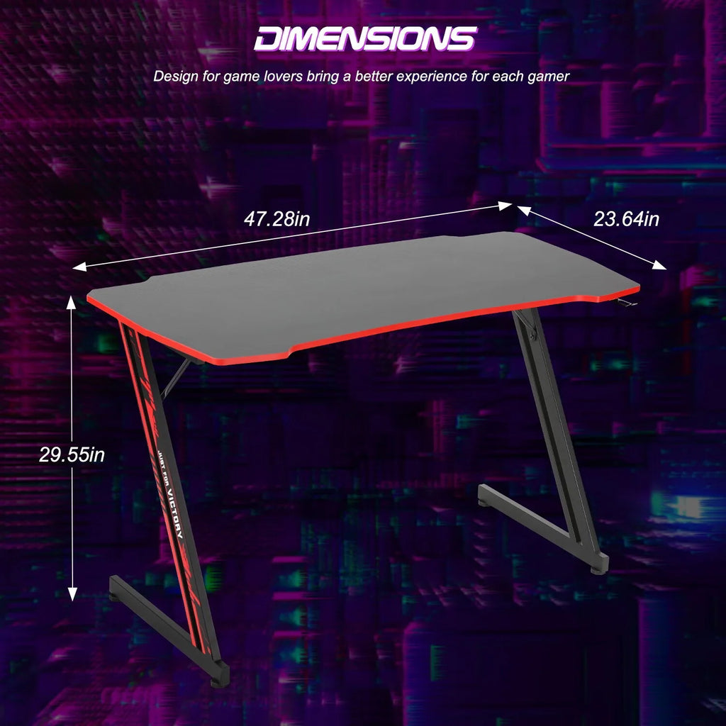 48 inch Z Shaped Gaming Desk with Headphone Hook U7620
