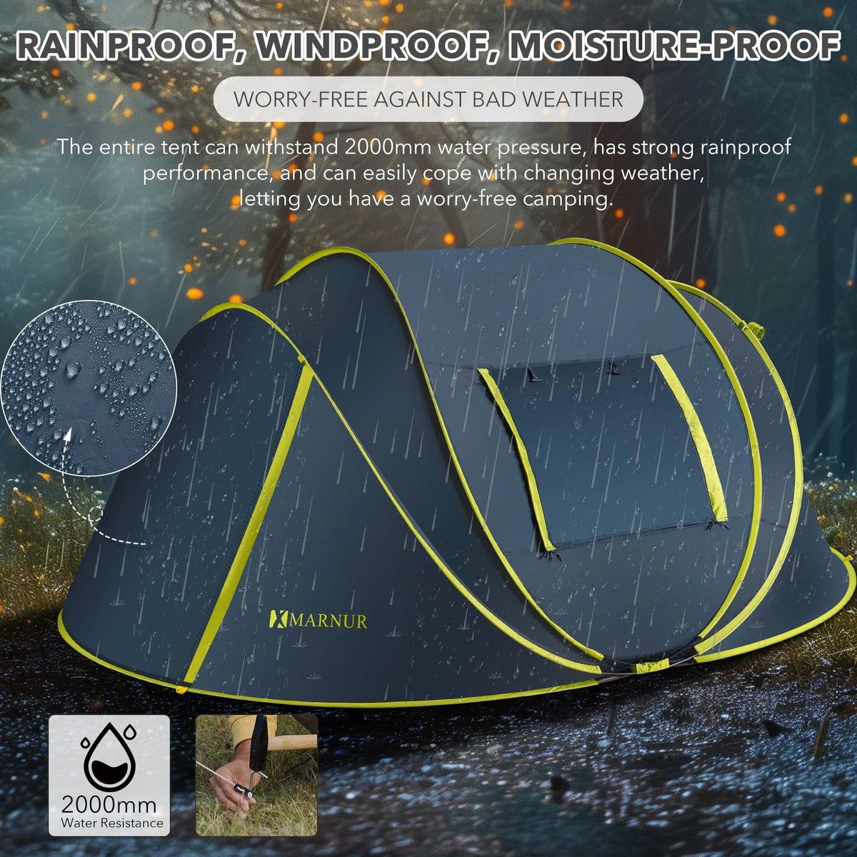 4-Person Waterproof Pop Up Camp Tent K3898