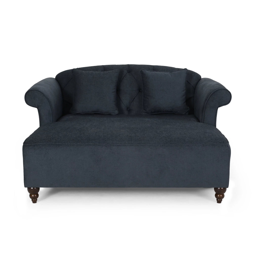 Charcoal Fabric Tufted Chaise Lounge F9954