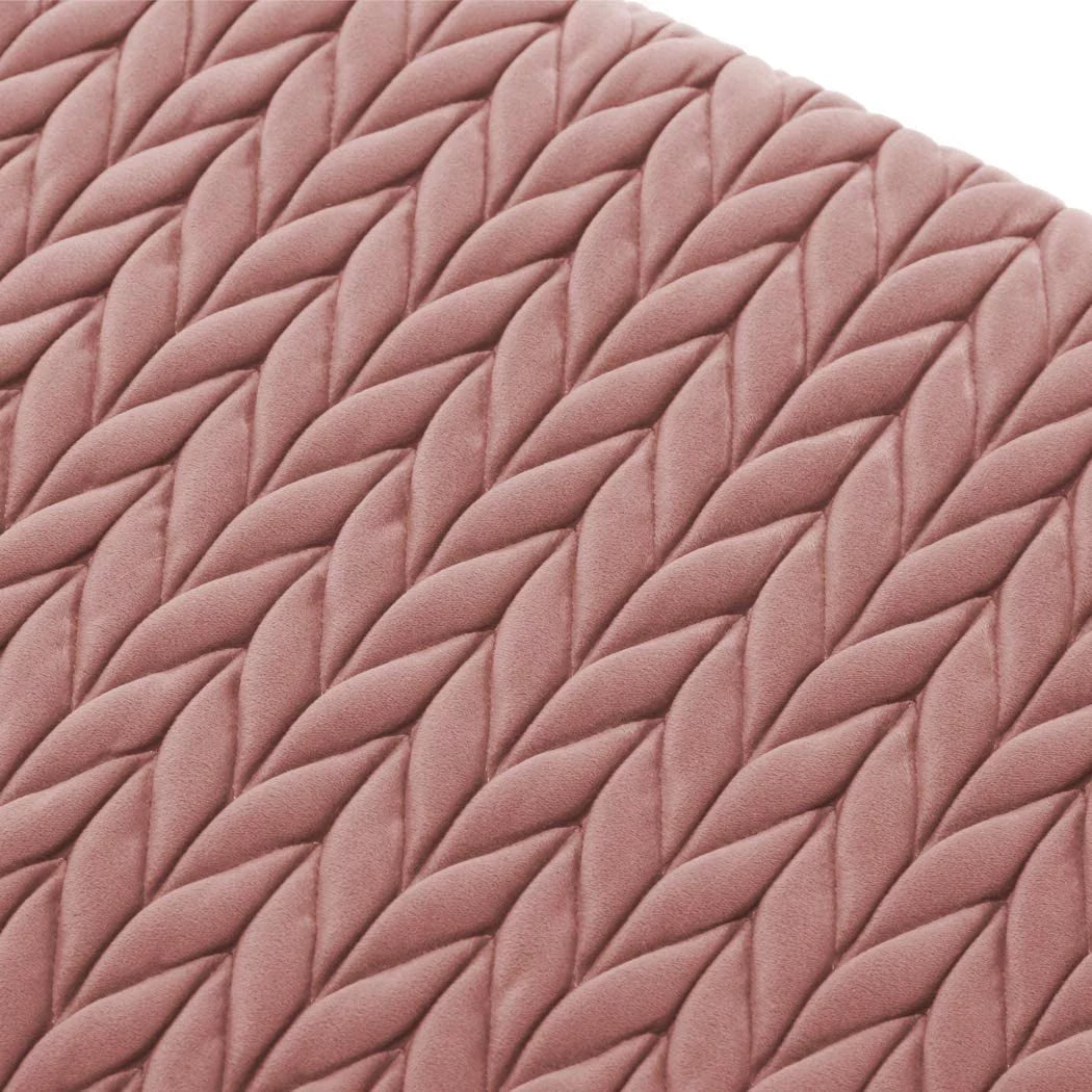 Pink Velvet Upholstered Ottoman Bench X65835