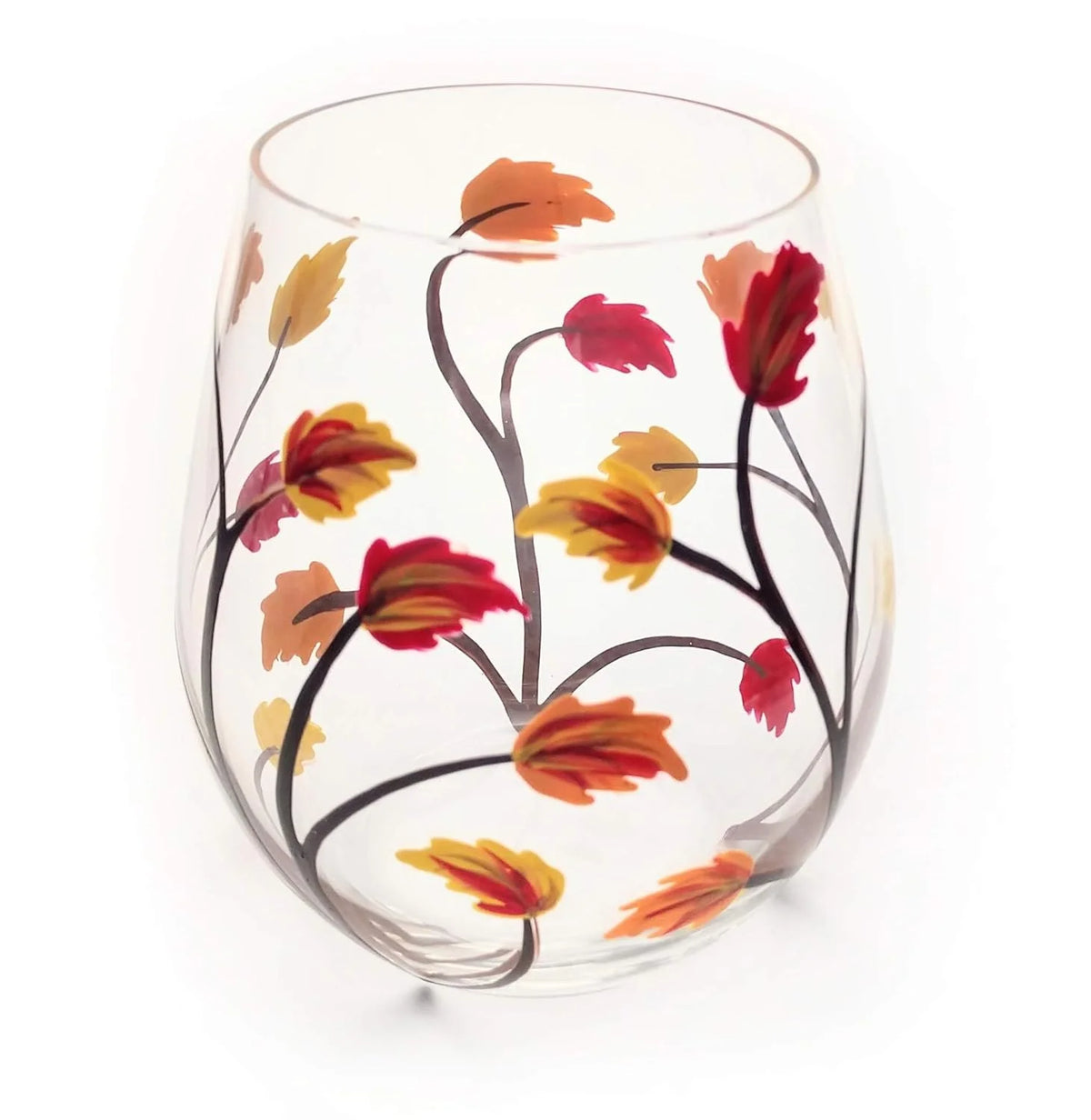 Stemless Hand Painted Wine Glass 18 Ounce N197