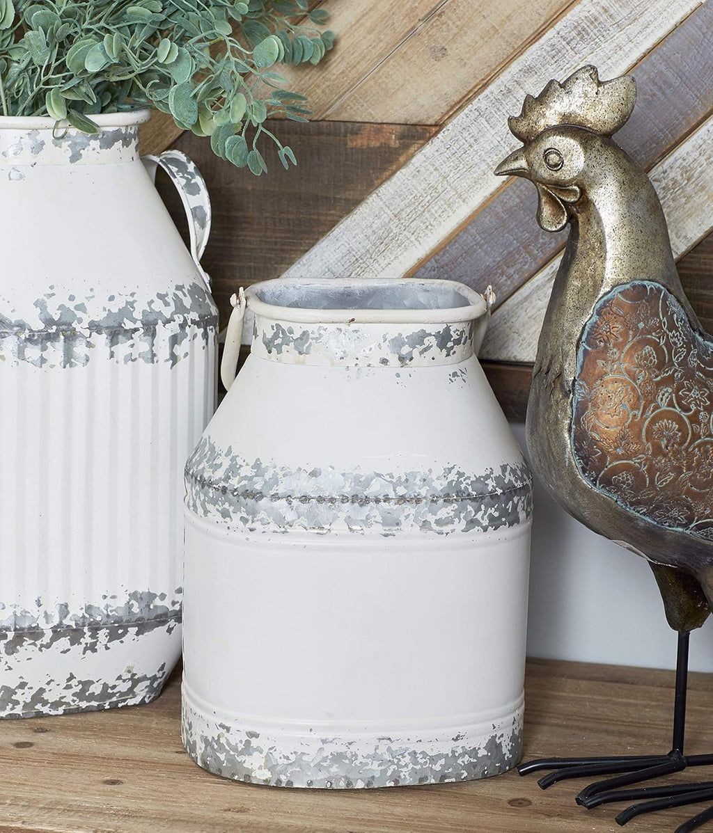 White Decorative Milk Can Pack of 2 S503252