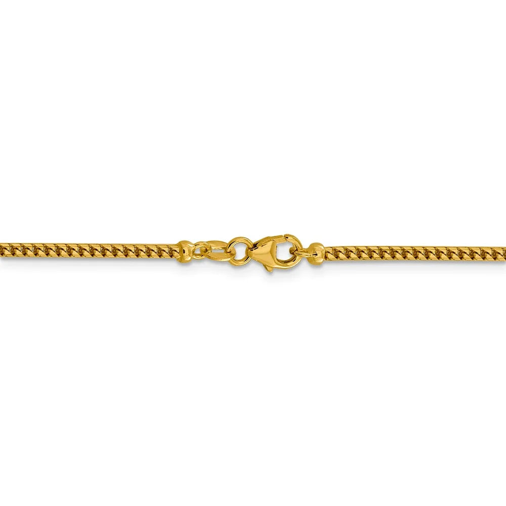 14kt Yellow Gold 2mm Franco Chain 20 inch Lobster Clasp F387