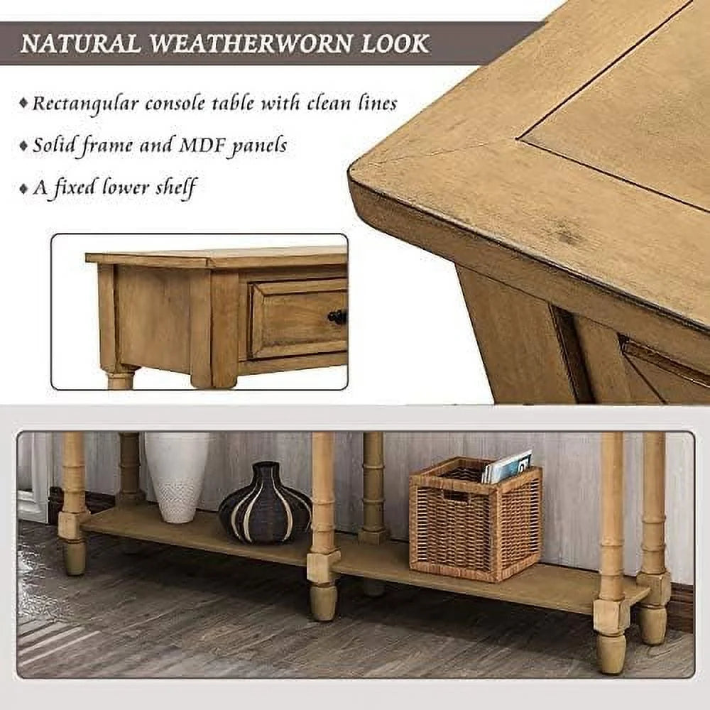 Solid Wood Console Table with 2 Drawers Y682012