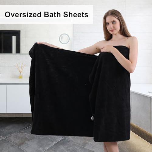 Extra Large Bath Towel Sets of 8, 2 Oversized Bath Towels, 2 Hand Towels, 4 Washcloths, 600GSM Soft Microfiber Quick Dry Highly Absorbent Bath Towels Sheets (Violet) Y75557