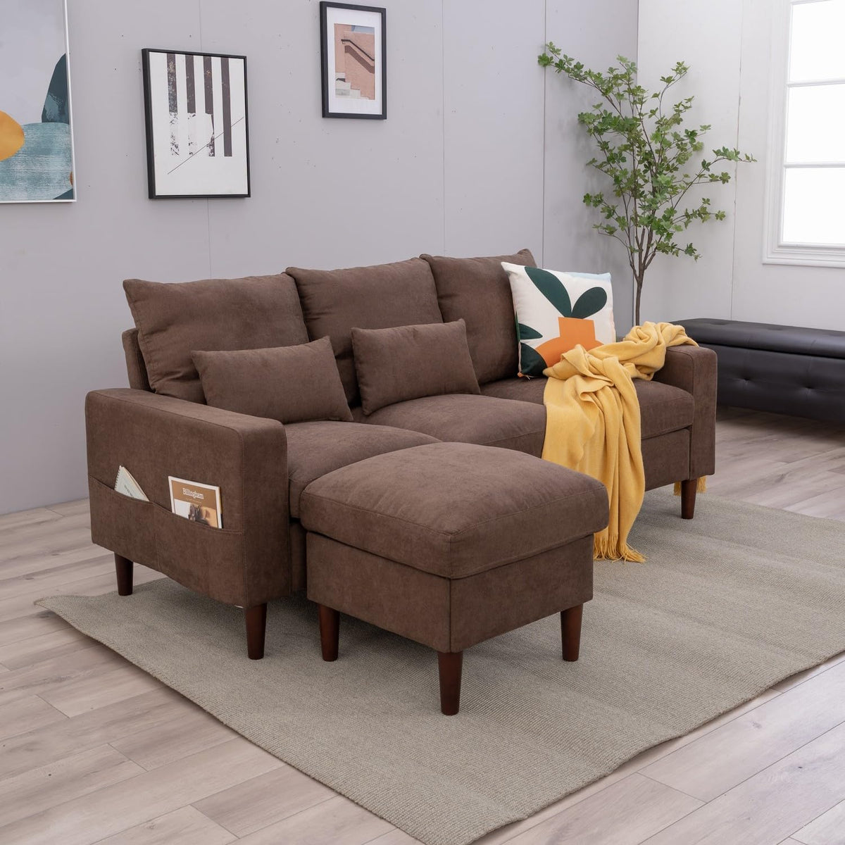 Convertible Sectional L-Shaped Fabric Sofa T813