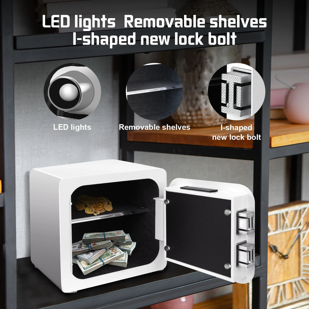 1.8 Cub White Safe Box with Fingerprint and Removable Shelf O98235