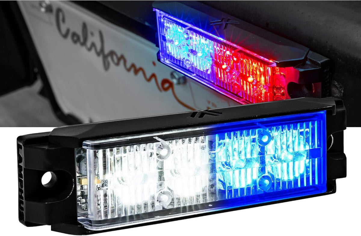 4pc 4" 4W Green White LED Flashing Strobe Light Head Emergency Warning Grille Light Q396