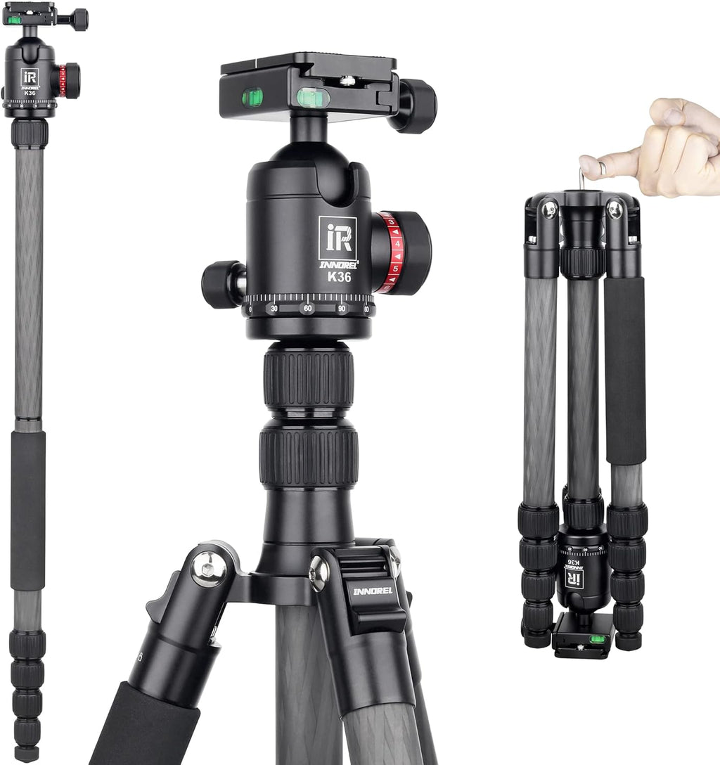 Carbon Fiber Travel Tripod Monopod with 36mm Panoramic Ball Head and Carrying Case F1600