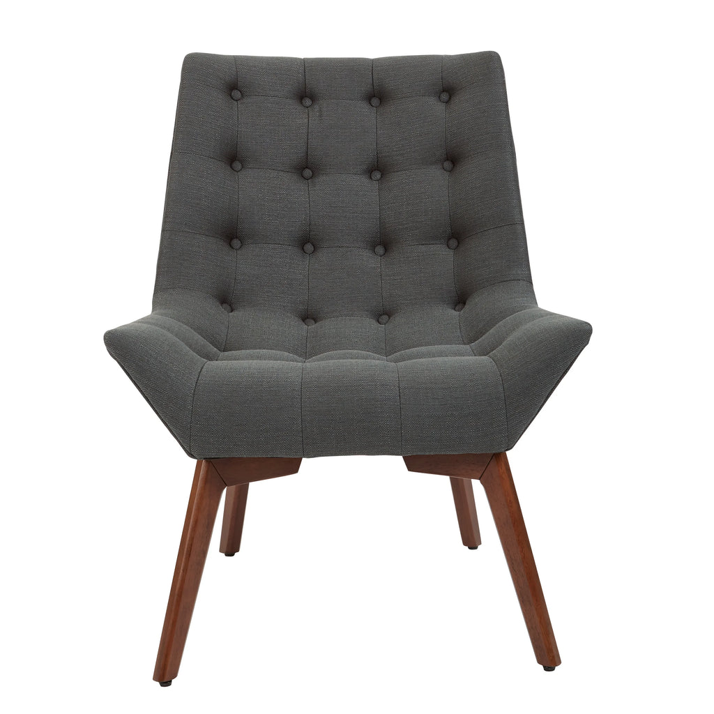 Charcoal Fabric Tufted Chair with Coffee Legs R14714