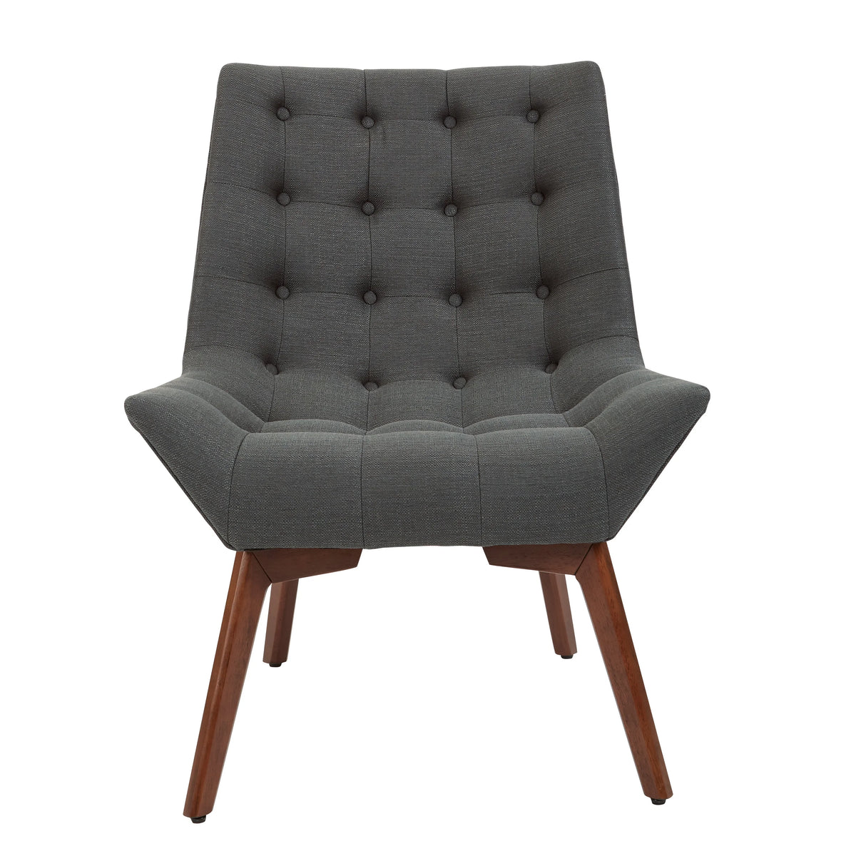 Charcoal Fabric Tufted Chair with Coffee Legs R14714