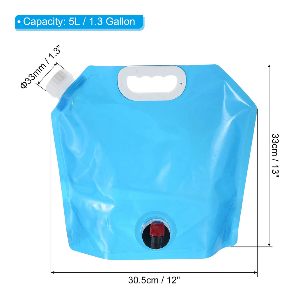 5L Collapsible Water Container Bag with Spigot, 3 Pack Blue W4907