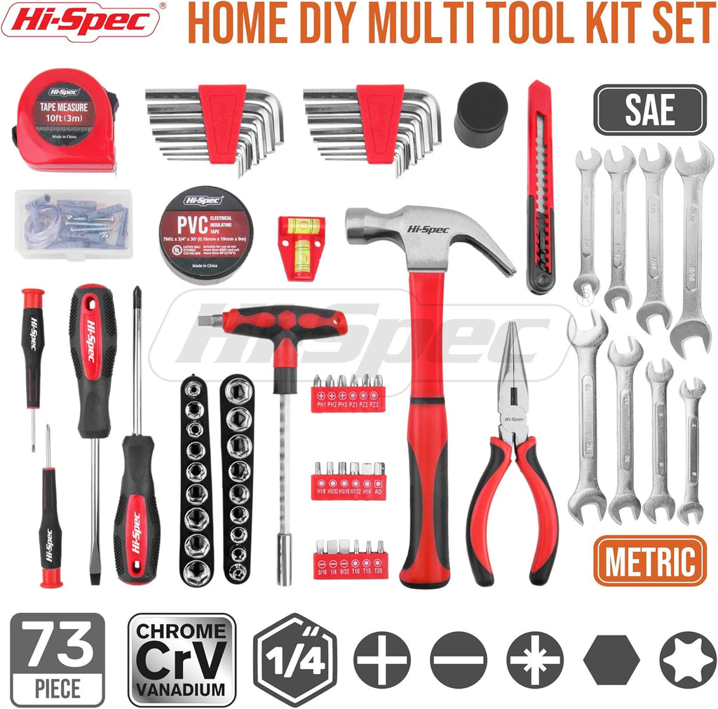 73 Piece Home & Garage Tool Kit Set with Tool Box Case I786870