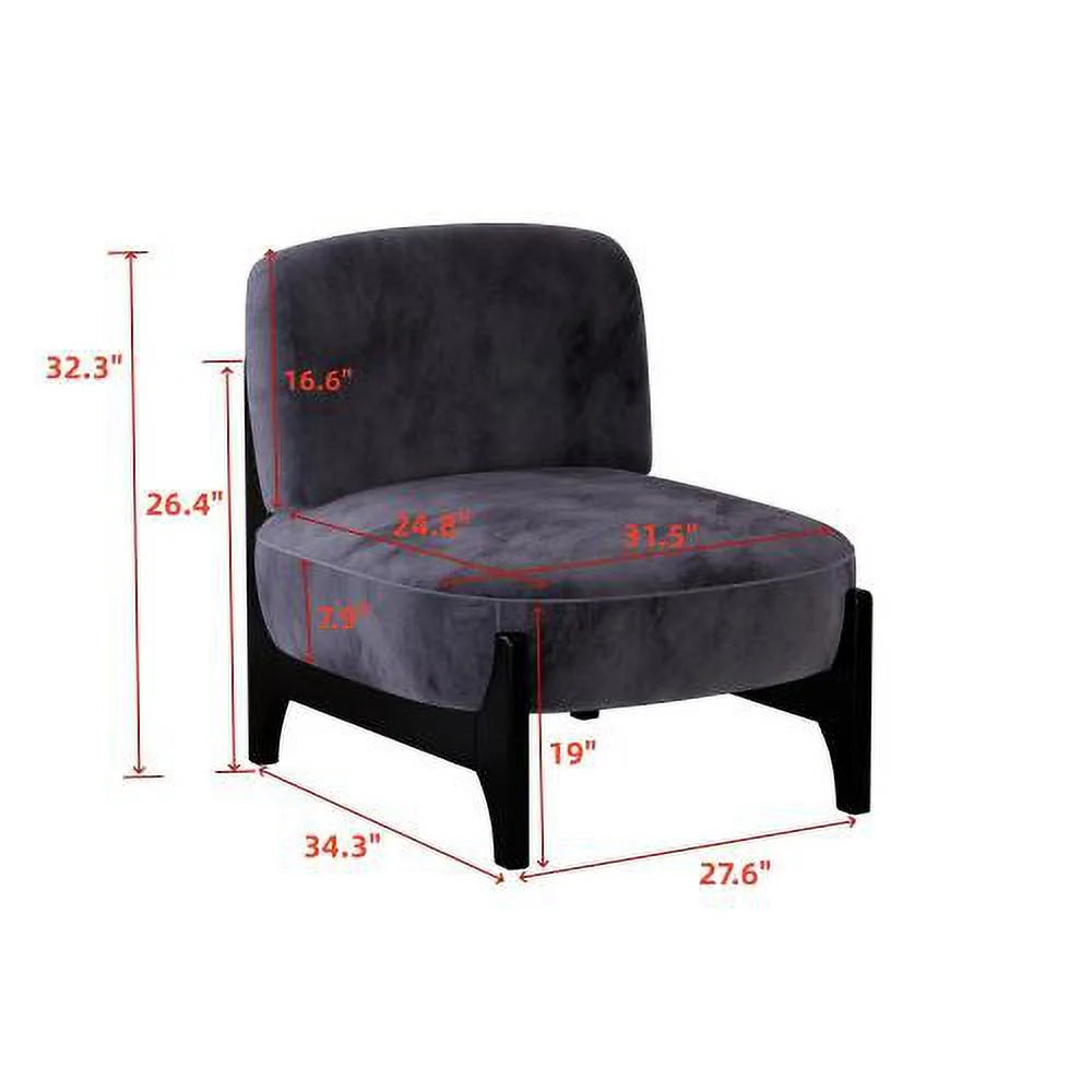 Black Velvet Upholstered Accent Chair with Solid Wood Frame S76433