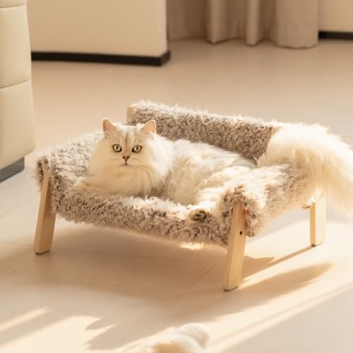 Cat Couch Bed with Removable Mattress Cover (Plush Beige) A60550