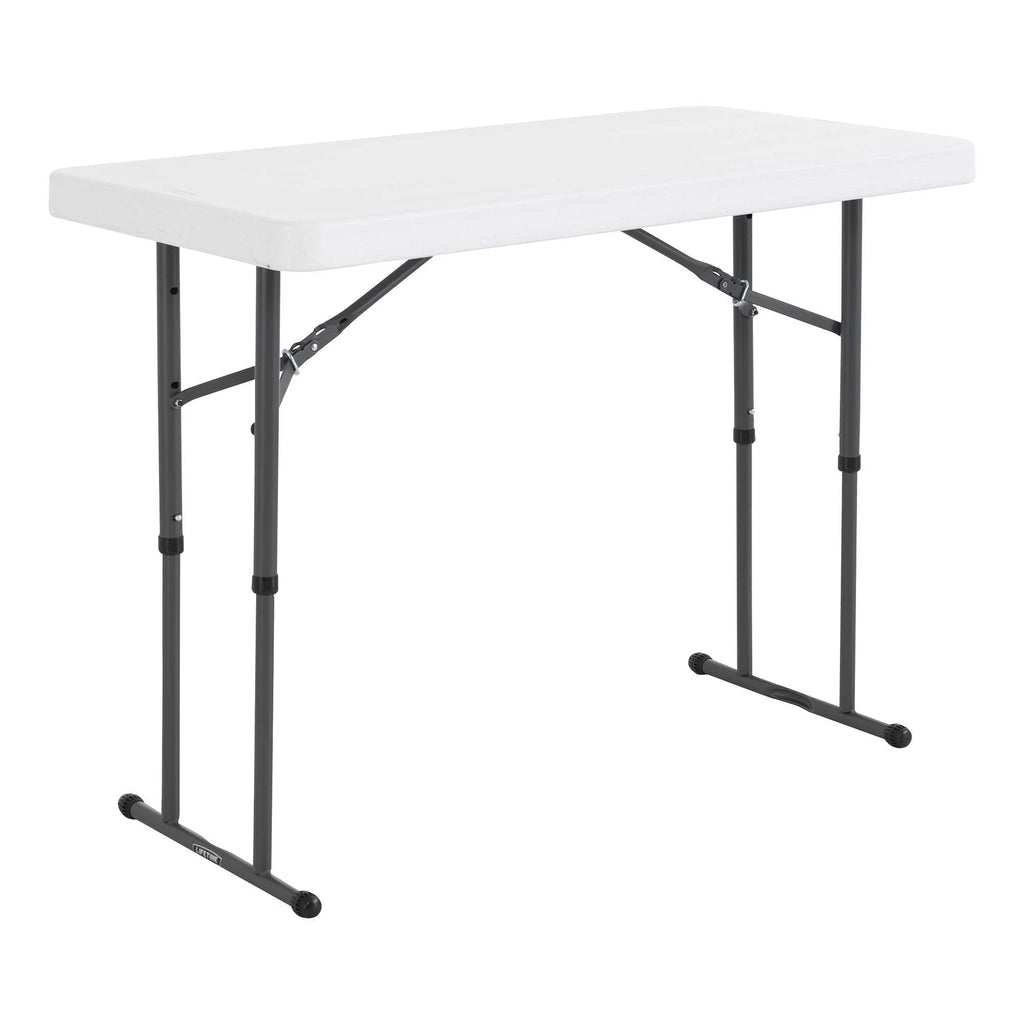 4 Foot Adjustable Folding Table White Granite G6248